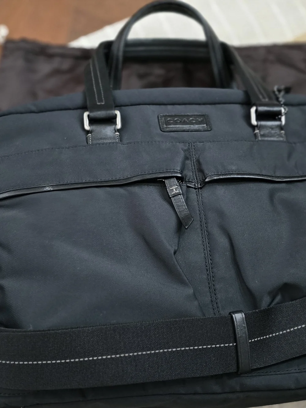 COACH Men's Black Nylon Briefcase Tote